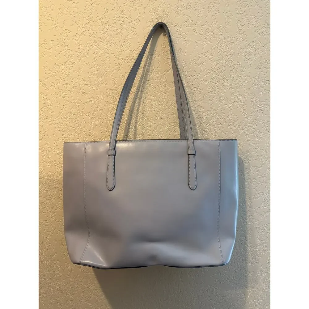 ⭐️ Women’s Kate Spade Schuyler Brushed Steel Smooth Leather Tote Purse Preppy